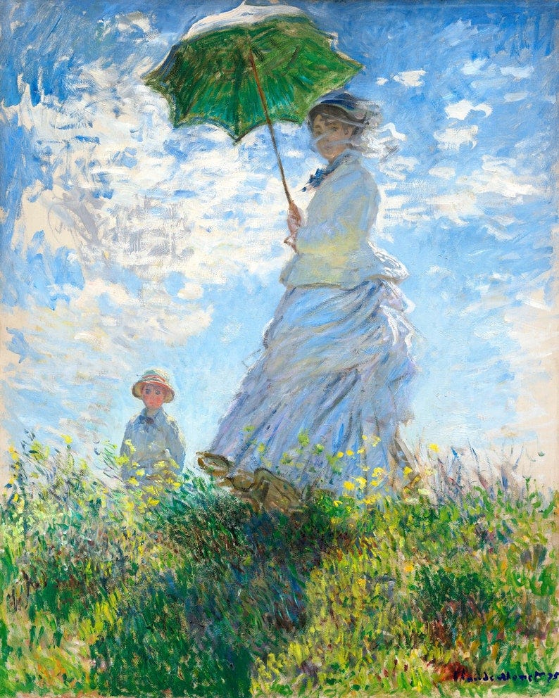 Woman with a Parasol Madame Monet and Her Son, 1875 CLAUDE MONET Painting Famous Poster Art Print, Famous Painting for Home Décor Wall Art image 1