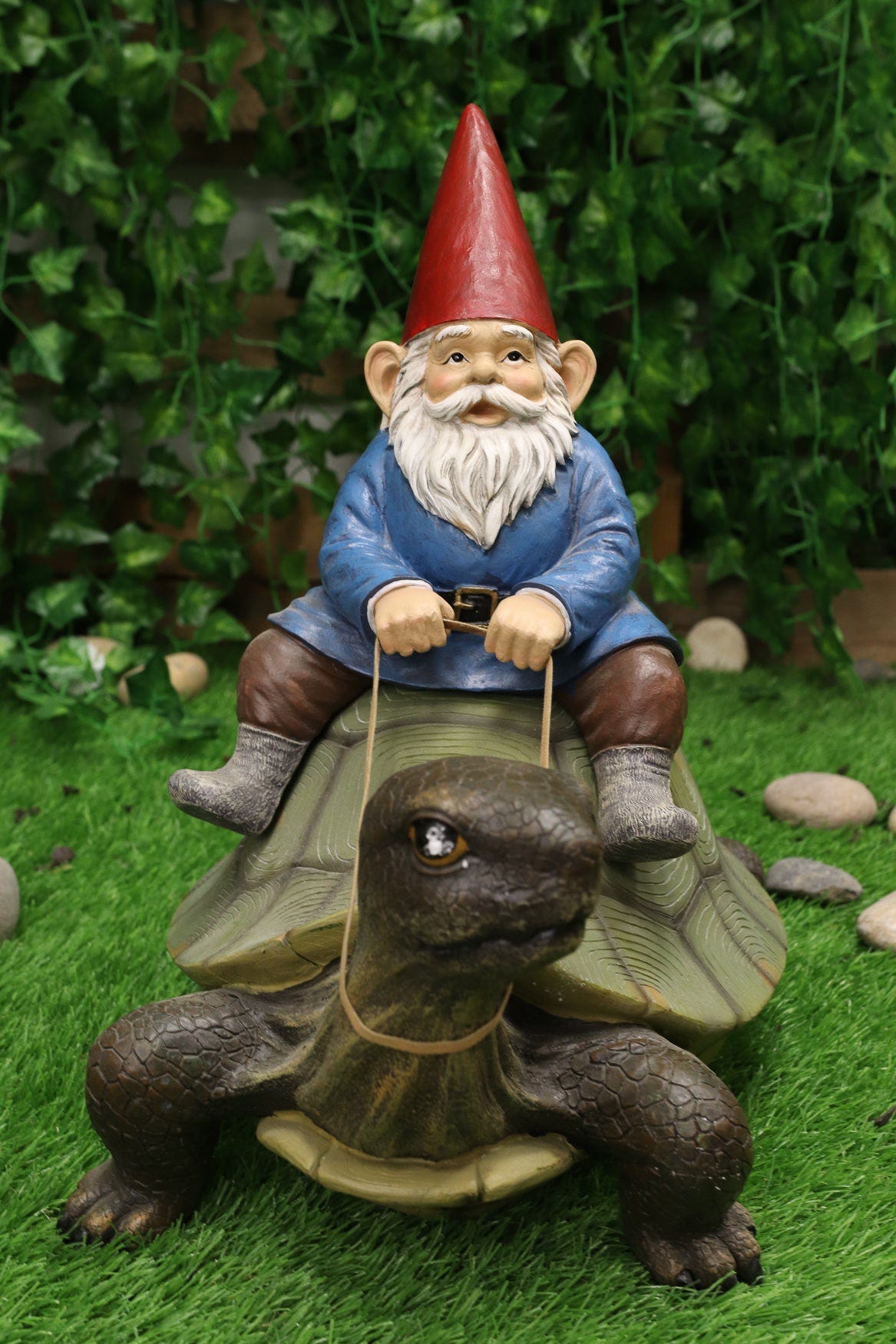 Ebros Gift Large Whimsical Mr. Gnome Riding Faithful Giant Turtle Garden Statue 17.25" Long