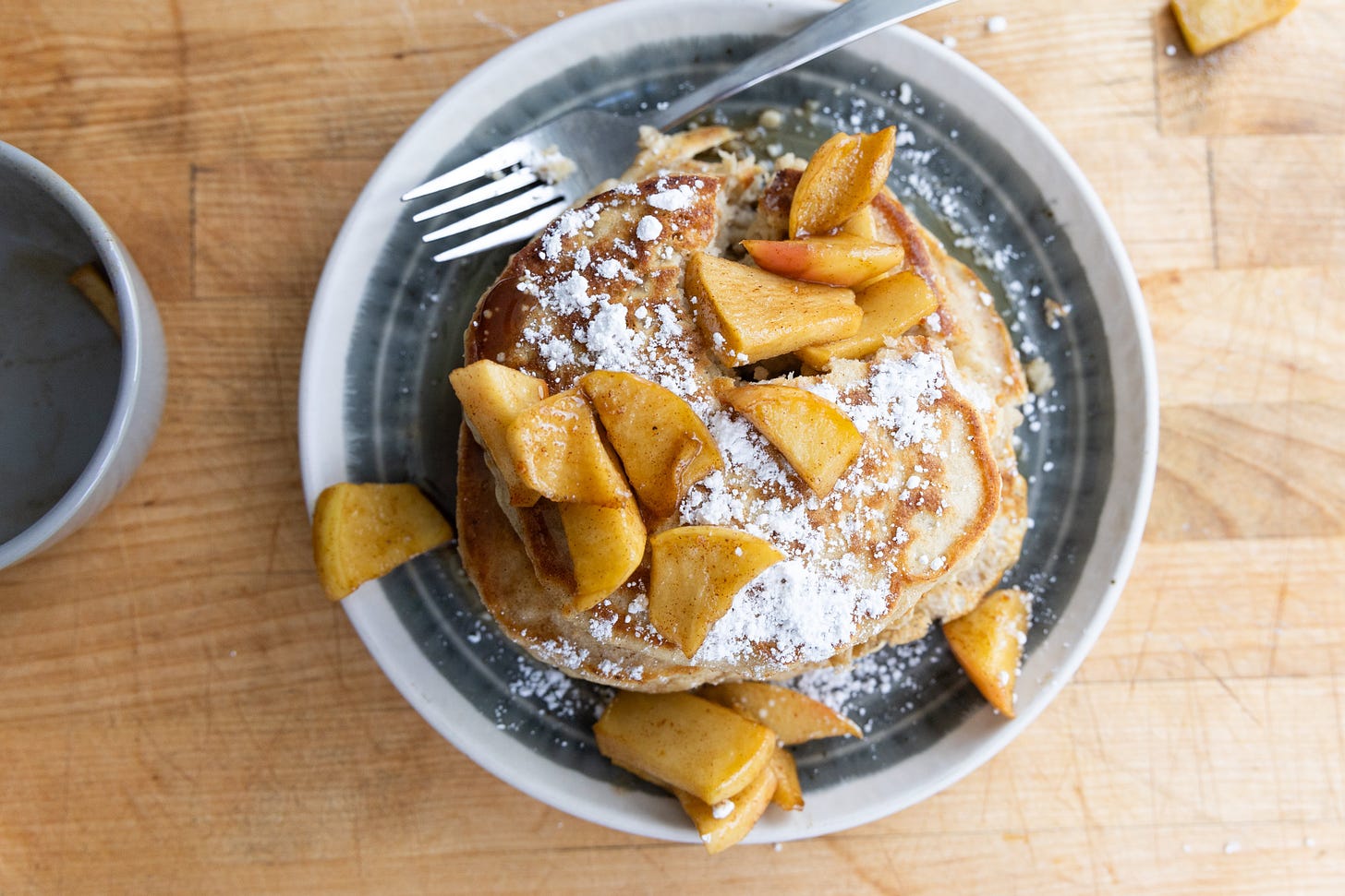 oat milk pancakes with apple cinnamon syrup
