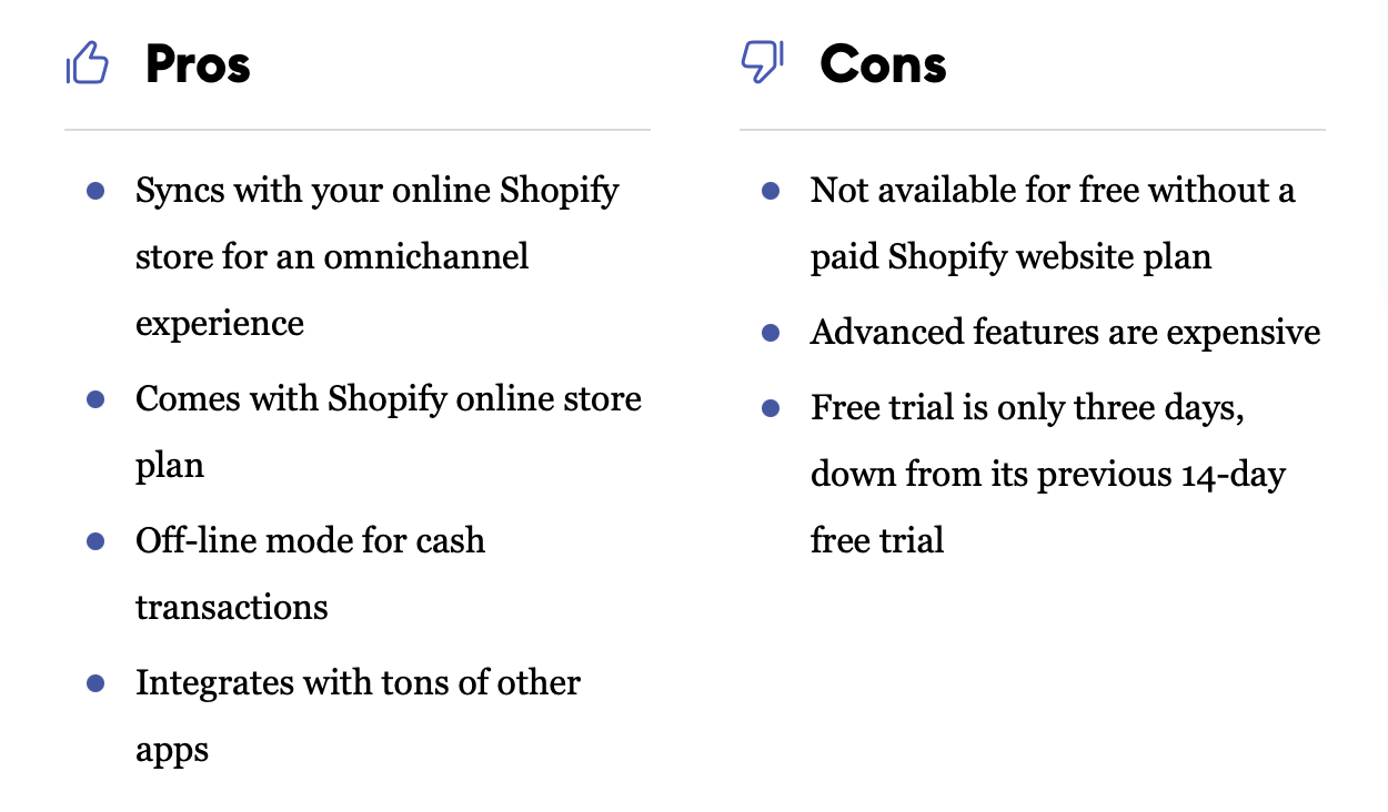 Pros and Cons of Shopify POS by Forbes
