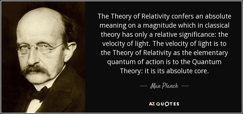 Max Planck quote: The Theory of Relativity confers an absolute meaning ...