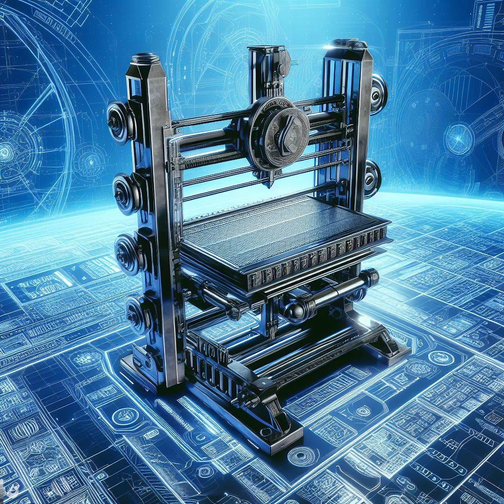 A futuristic version of the Gutenberg printing press