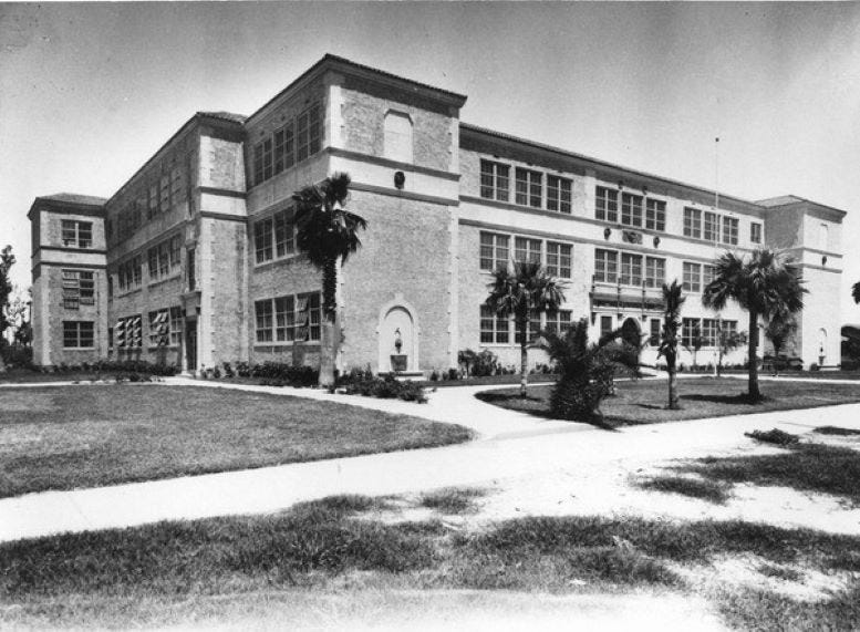 Ida M. Fisher High School on Miami Beach. Date Unknown. Courtesy of Florida State Archives.