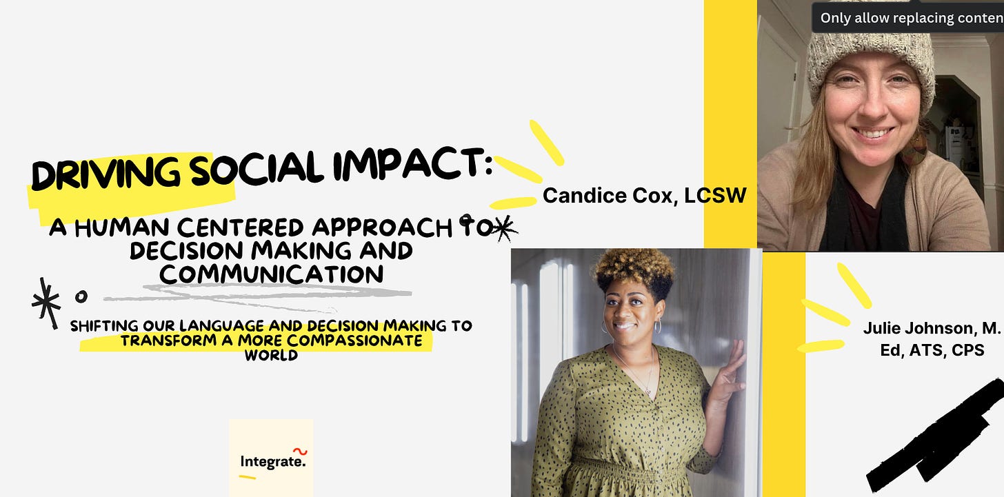 Julie and Candice on banner of "Driving Social Impact" course 