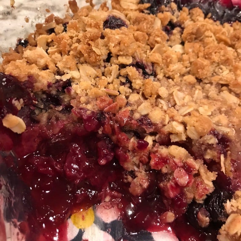 close-up of a berry crisp