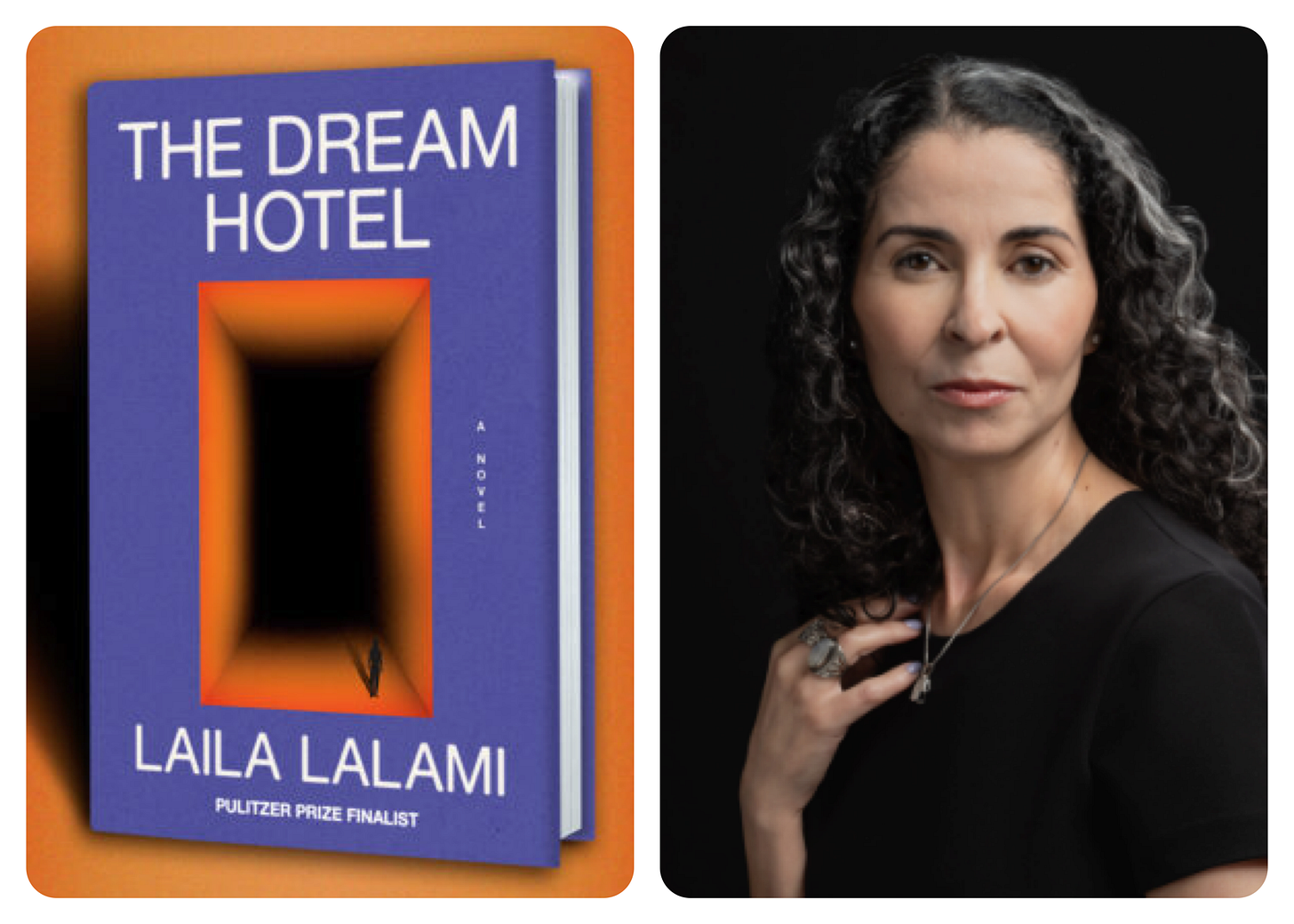 Image shows the cover of Laila Lalami's book and a photograph of the author.