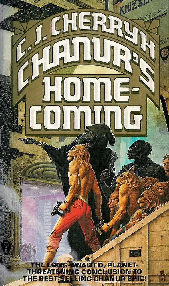 Book cover for CHANUR'S HOMECOMING by C.J. Cherryh, published by DAW Books