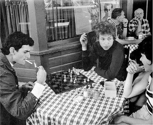 Bob and Chess, 1964 by Daniel Kramer. With Victor Maymudes. Bob Dylan ...