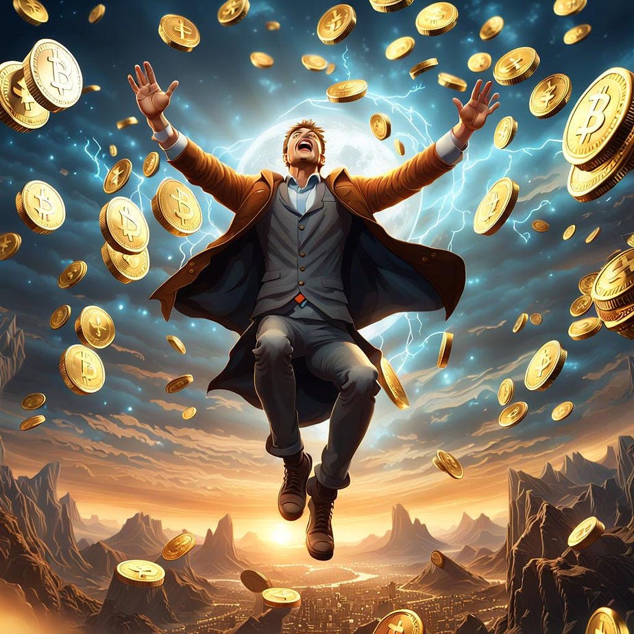 Aman is jumping inthe air and money keeps faling from the sky