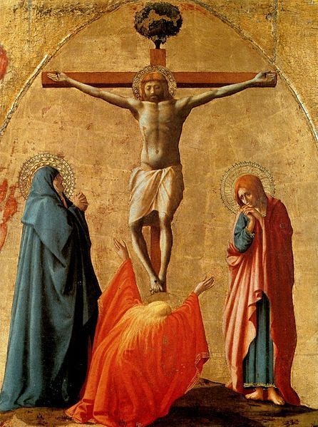 Masaccio, The Crucifixion, c. 1426 Italian Renaissance Art, Renaissance Paintings, Pisa, Art Occidental, Marie Madeleine