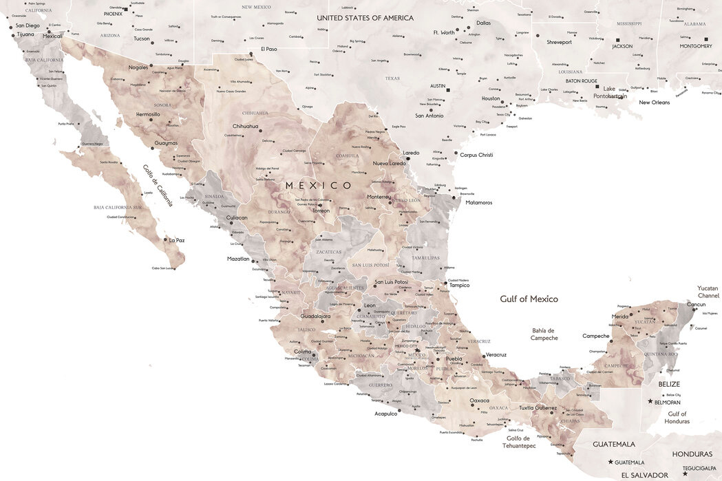 Mexico Map – decorate with a wall mural – Photowall