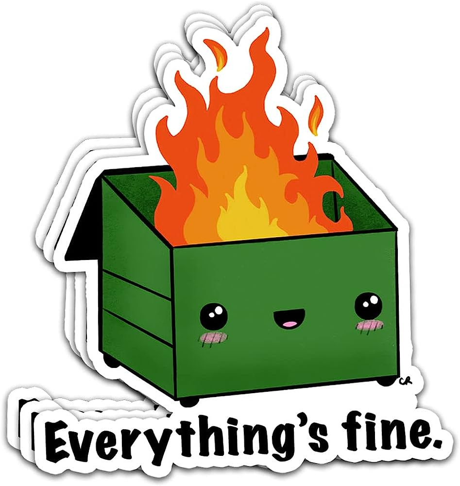 3 Pcs - Funny Dumpster Fire Meme Sticker3x4 inch, I'm Fine It's Fine  Everything is Fine Laptop Bottle Phone Window Car Bumper Sticker  A1-31082112 : Amazon.ca: Electronics