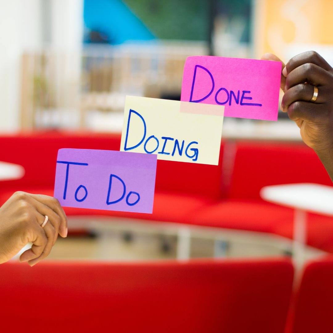 photo of sticky notes with doing, done, to do