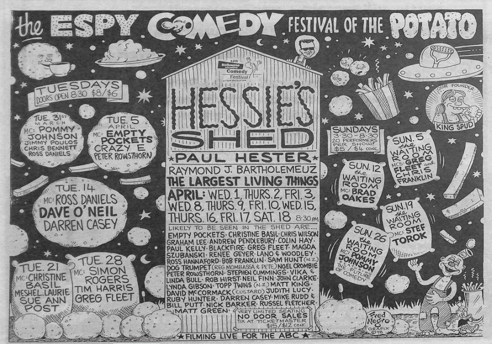 an old ad for the Espy comedy festival