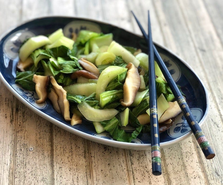 Braised bok choy and shiitake mushrooms3