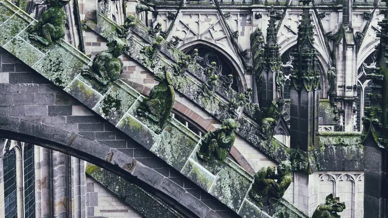 The highly decorated flying buttress of the St. Jan cathedral in Den Bosch