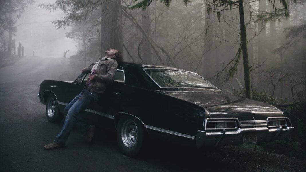 Supernatural red meat jared padalecki leaning back on baby