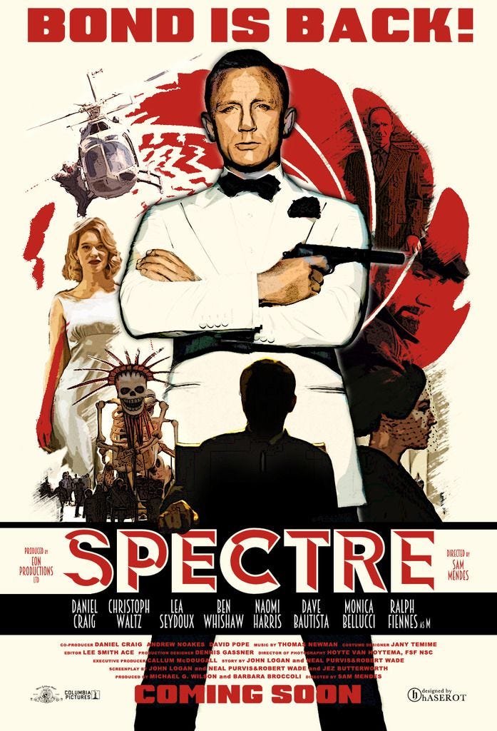 Spectre poster art by Haserot. | James bond movies, Bond movies, James ...