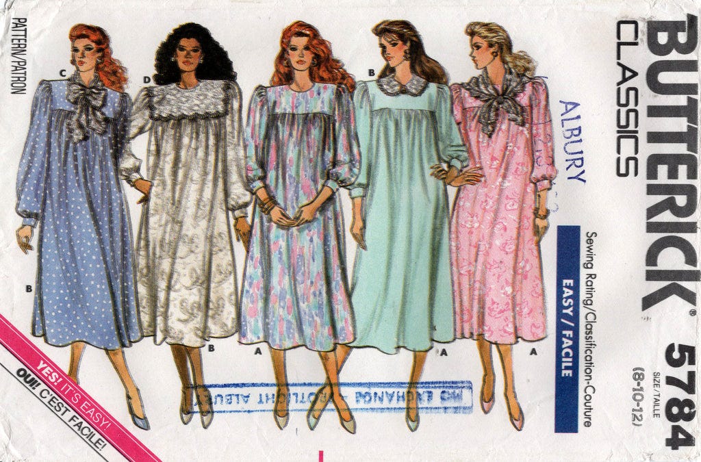 Butterick 5784 Womens Retro Maternity Dresses Scarf & Collar 1980s Vin