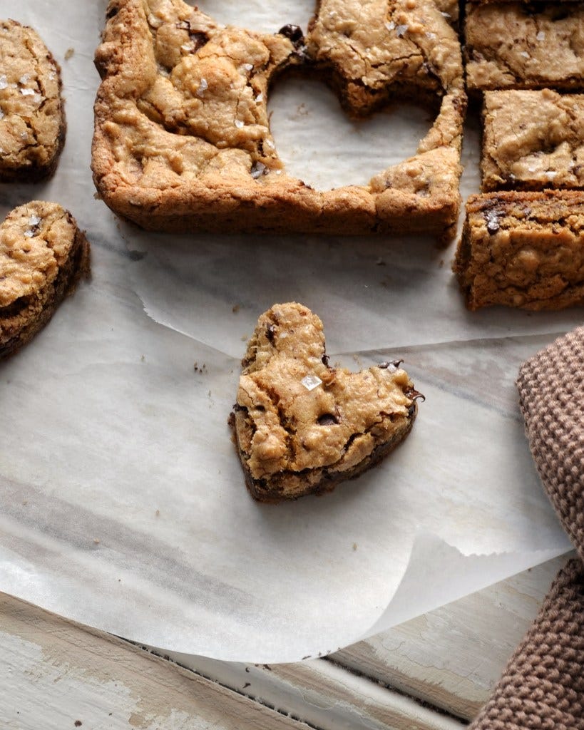 brown butter chocolate cookie bar hearts