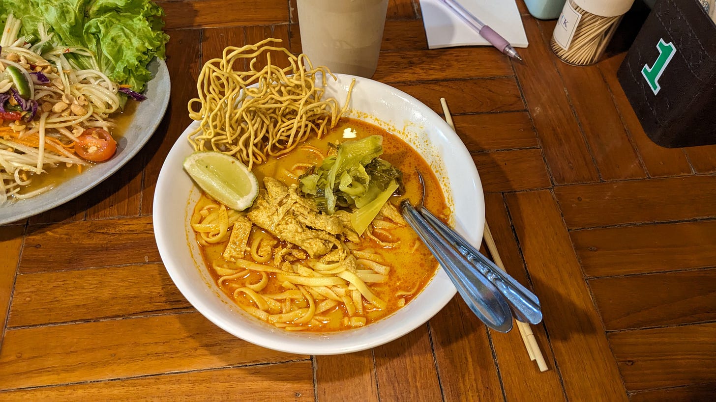 bowl of khao soi curry noodles