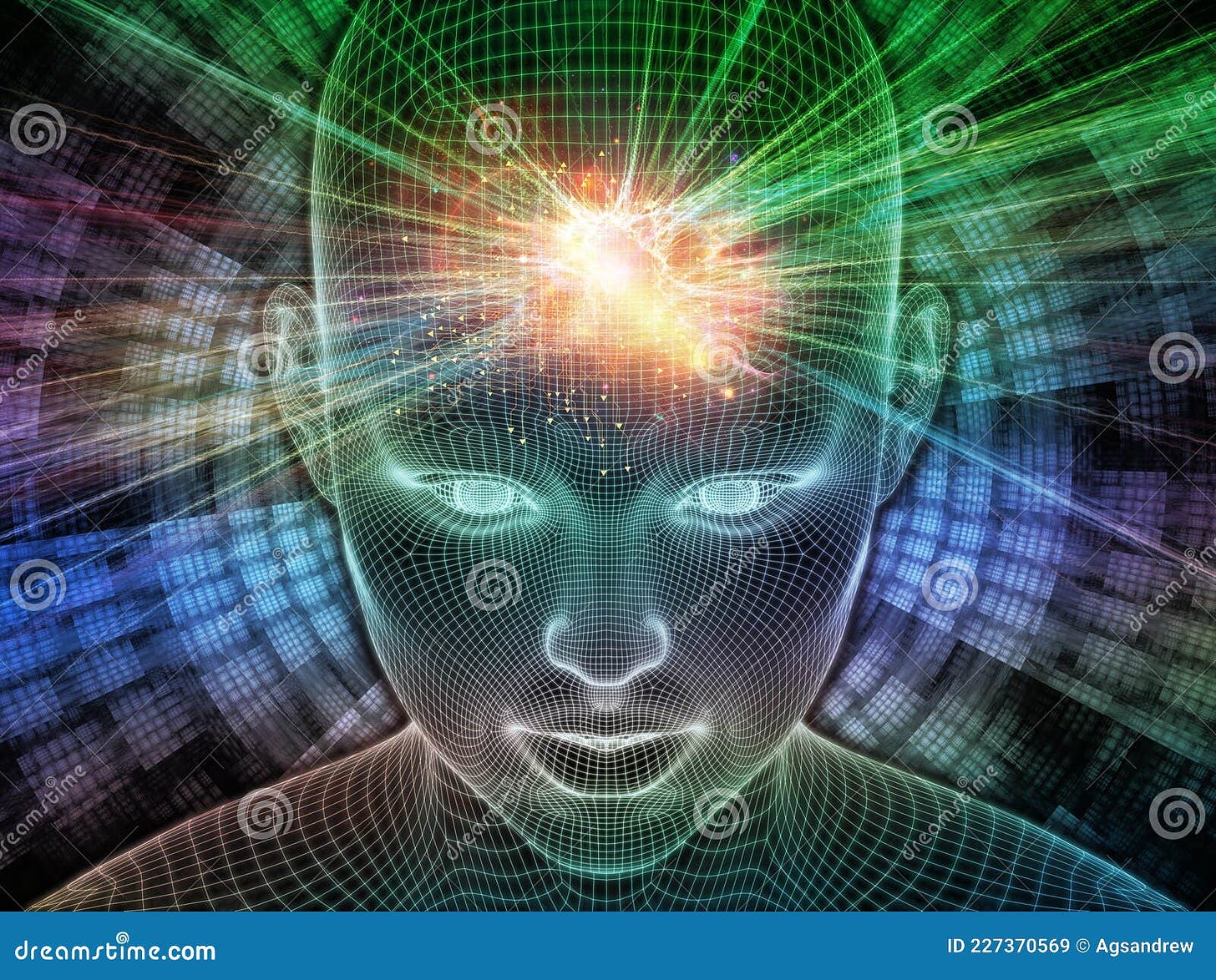 Lights of Brain Frequencies Stock Illustration - Illustration of face, self: 227370569