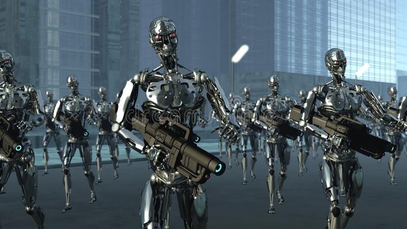 Droid Invasion Army stock illustration. Illustration of robot - 173866992