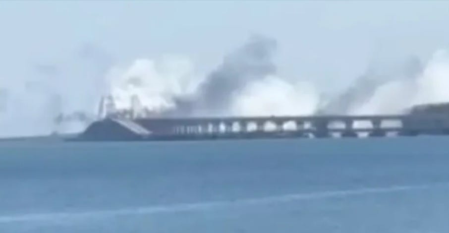 Bridge Attack: Chilling Moment Ukraine Launches Missile Attack on Crimea  Bridge in Front of Stunned Holidaymakers