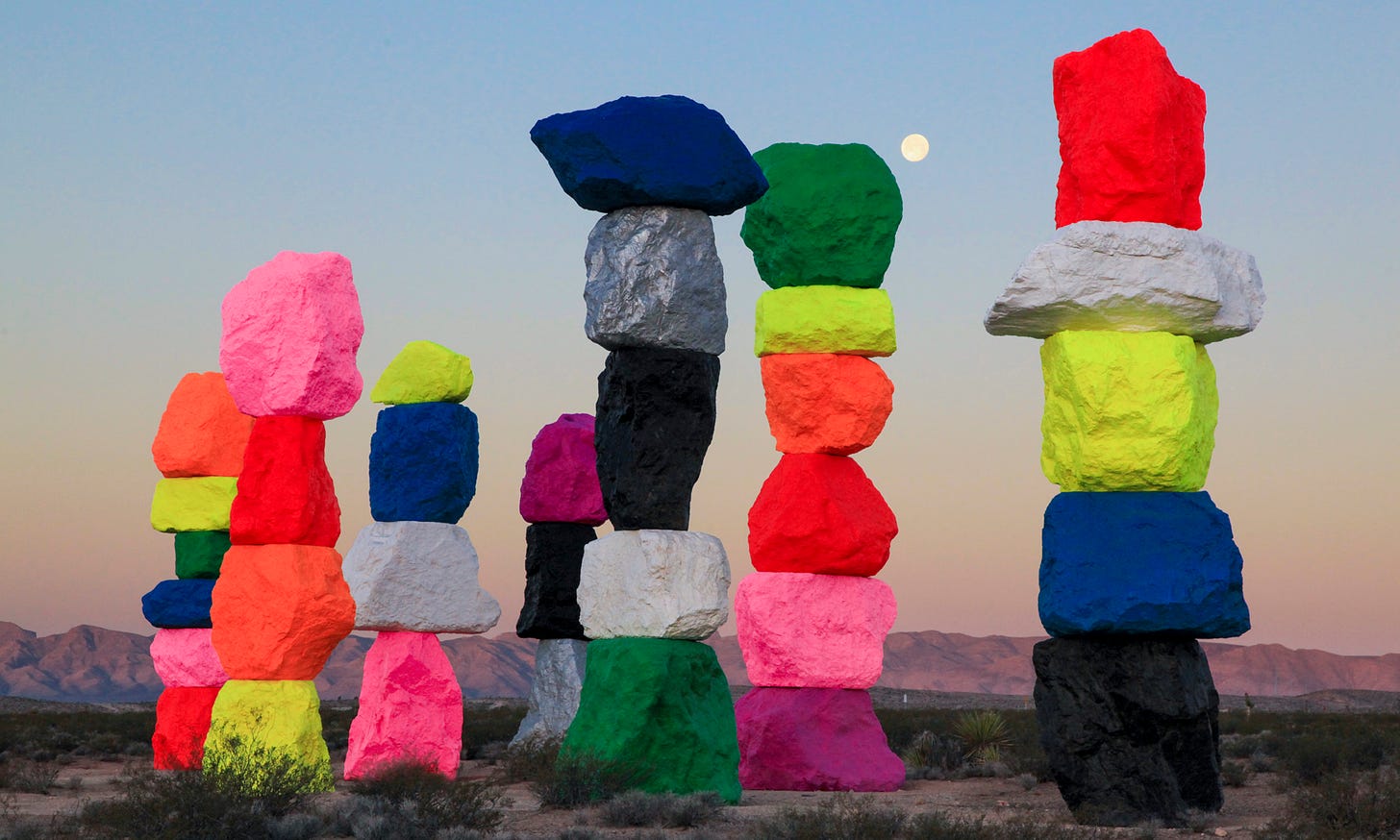 Ugo Rondinone's Seven Magic Mountains art installation in Las Vegas.