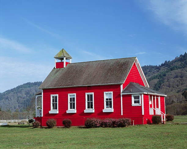 little red schoolhouse - old fashioned school house stock pictures, royalty-free photos & images