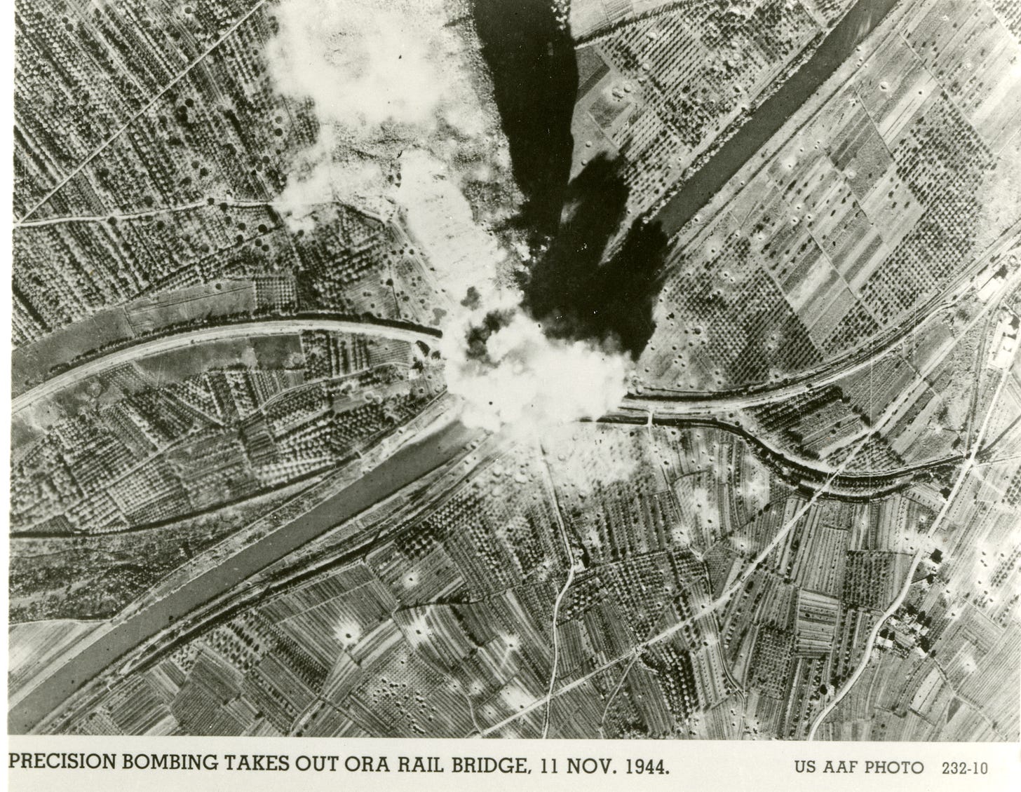 Rail bridge destroyed by American bombers, Ora, 1944 | The Digital ...