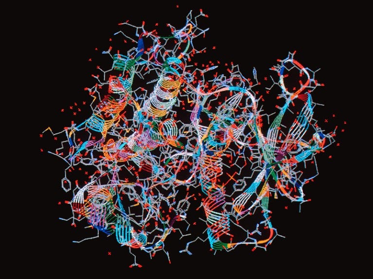 Cancer protein. Computer model of the enzyme protein tyrosine kinase, which is involved in cancer cell formation.