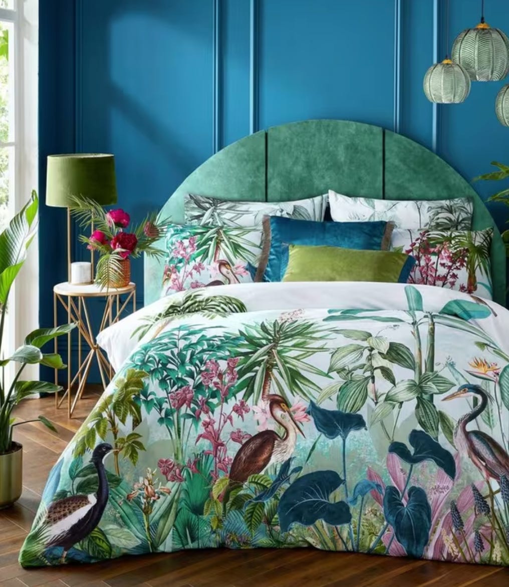 exotic bird and floral mural design