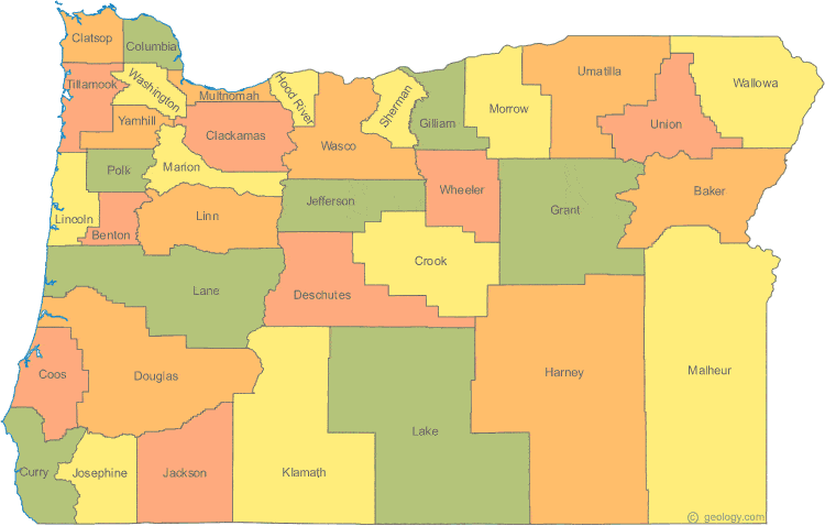 Oregon Counties Map