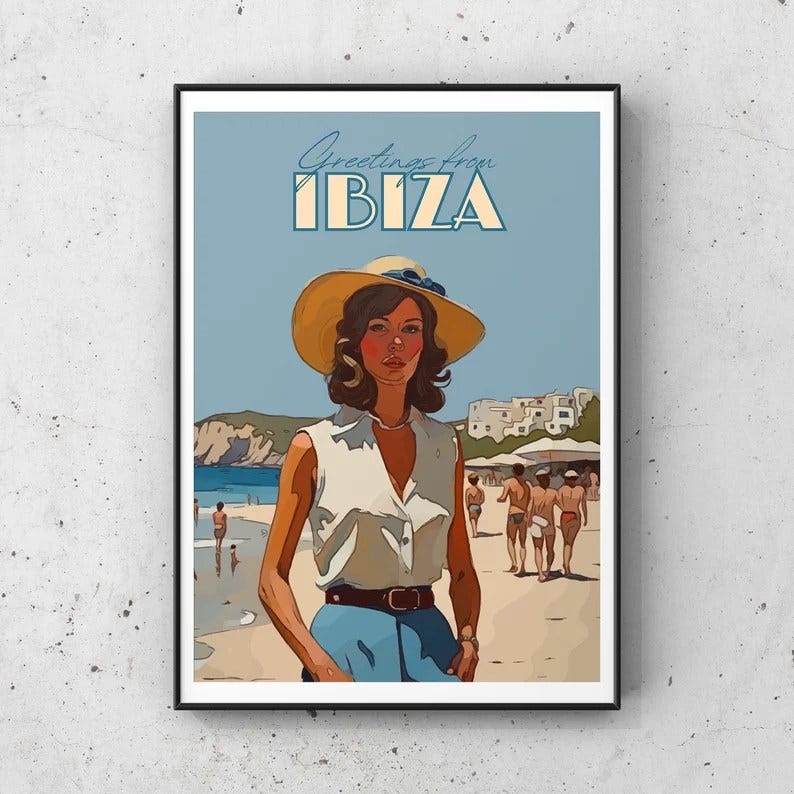 Vintage Ibiza travel poster
