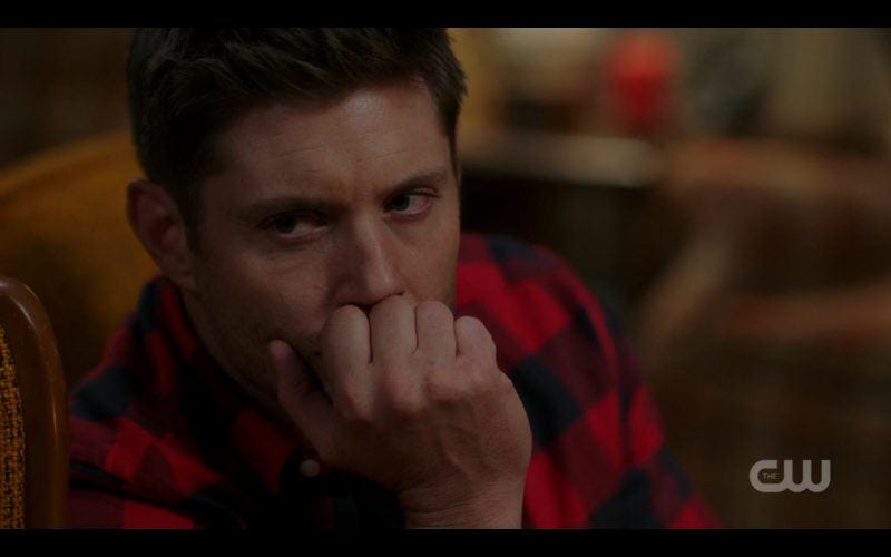 supernatural 1222 jody with frustrated dean winchester plaid shirt