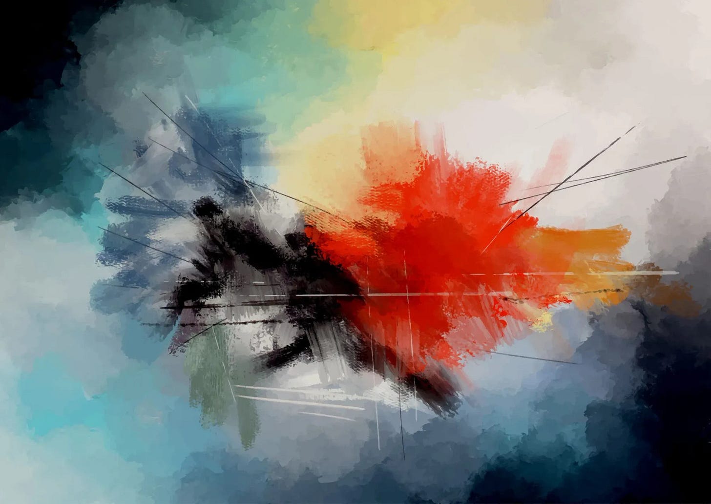 Abstract Modern Art 1 | Dynamic Abstract Color Burst | Modern, Bold Canvas  Art Print