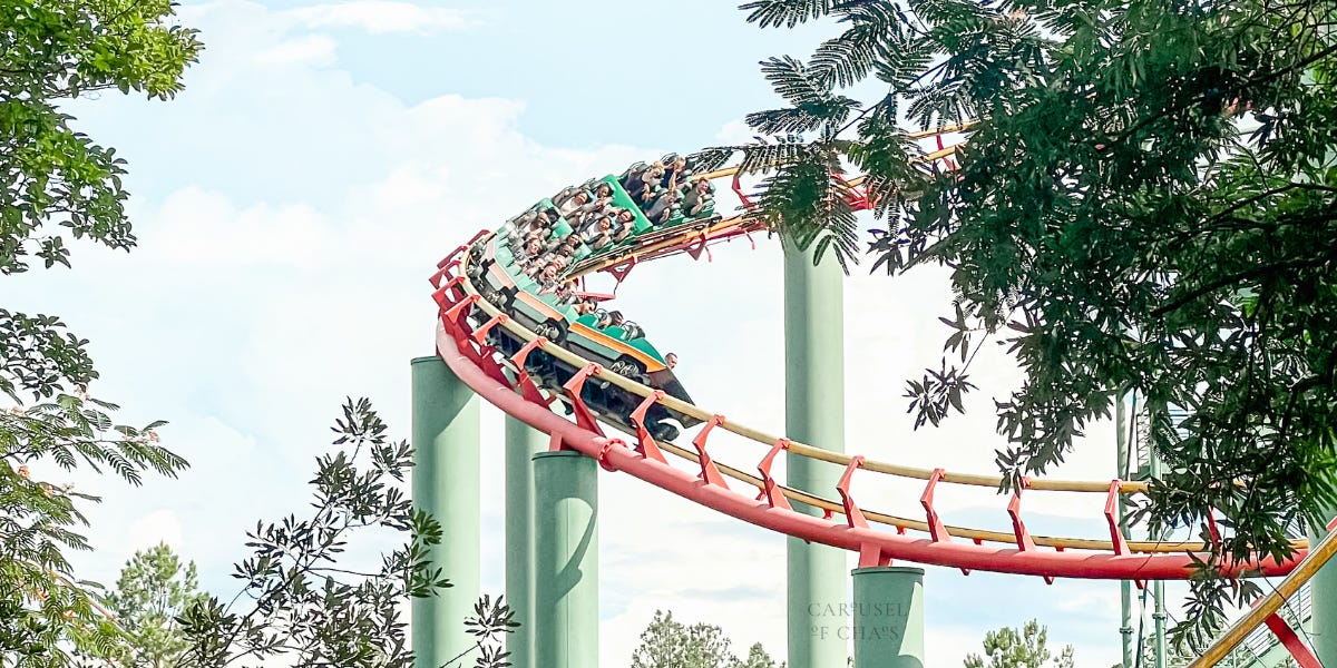 anaconda roller coaster at kings dominion in a butterfly turn
