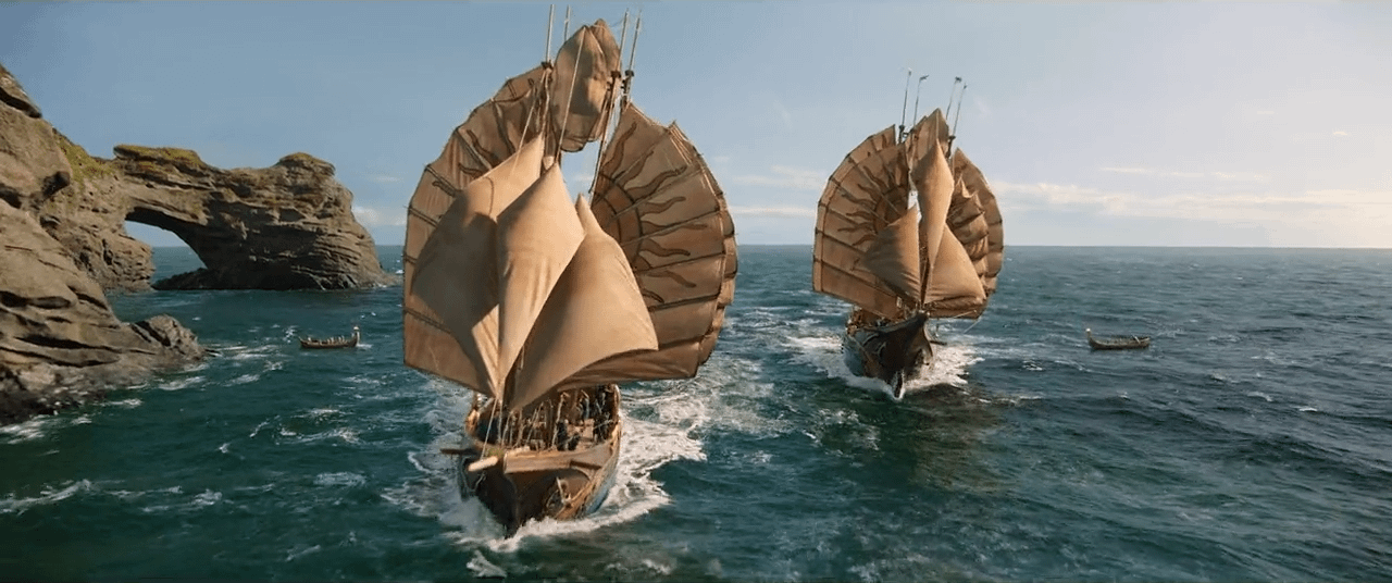 Númenórean ships depicted in Amazon's The Rings of Power