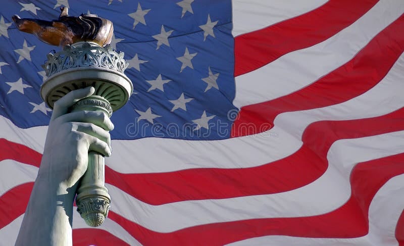 Statue Of Liberty Torch & Flag Stock Image - Image of united, freedom: 2338945