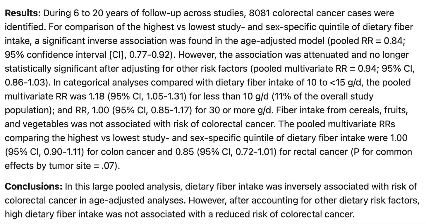 dietary fiber and colorectal cancer