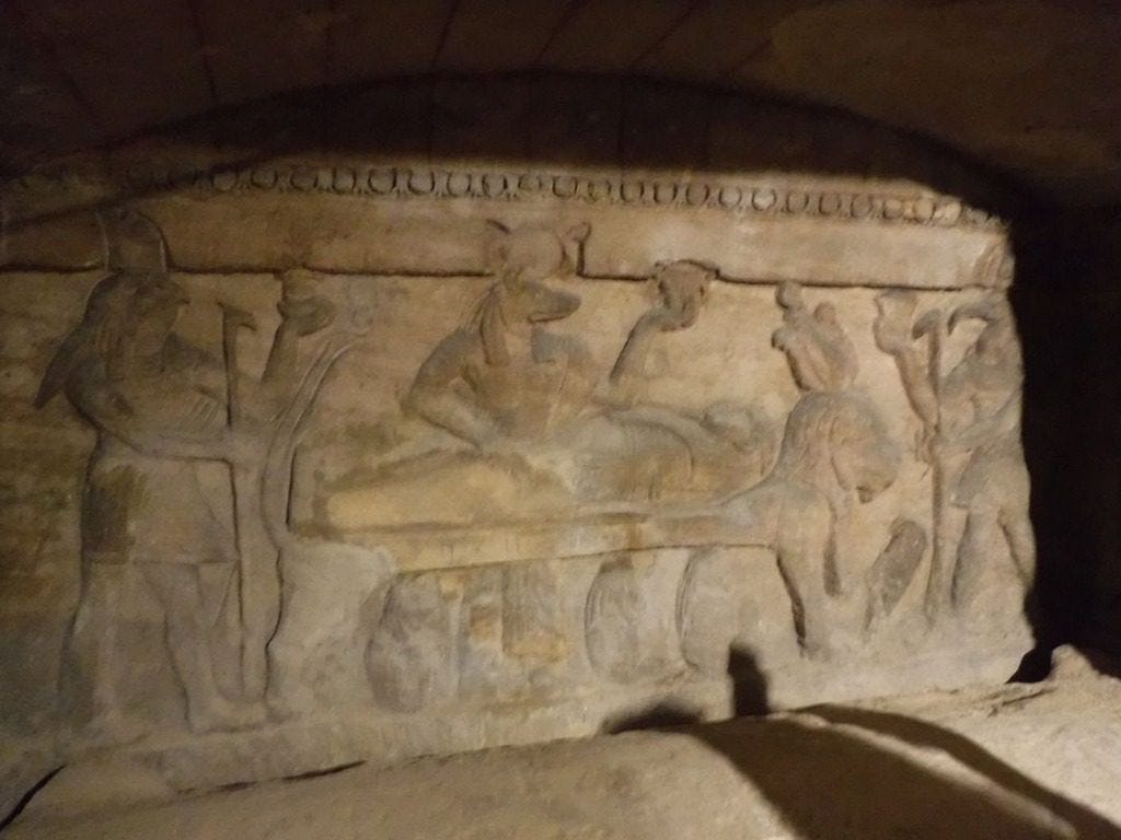 Sarcophagus in Alexandria Catacombs