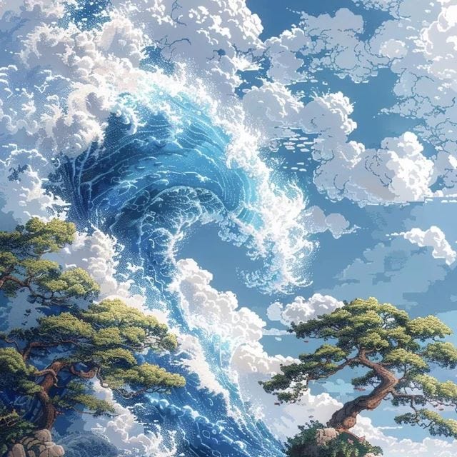 AI art: a great ocean wave.
