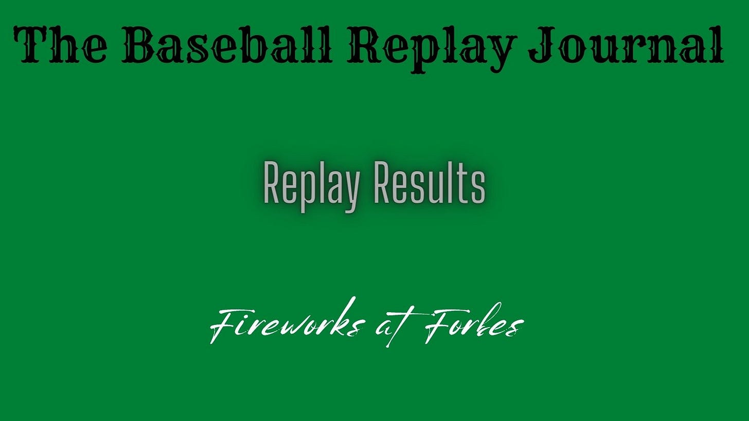 Baseball Replay Journal Replay Results