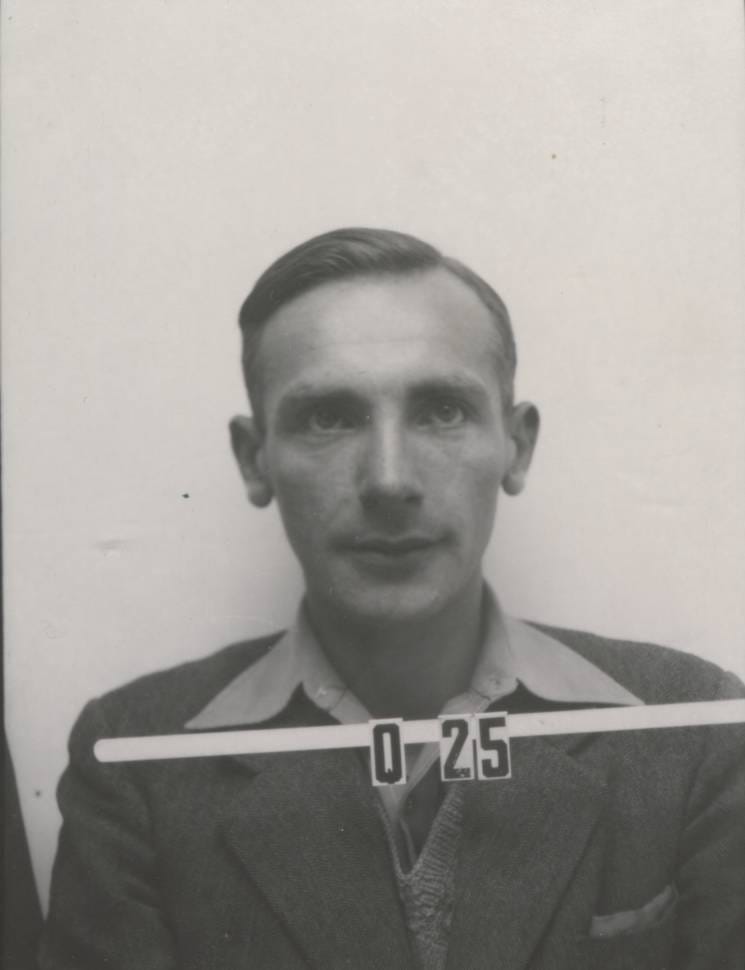 Joseph Rotblat's Los Alamos ID badge photo. He left the Manhattan Project in 1944 on moral grounds, the only scientist to do so.