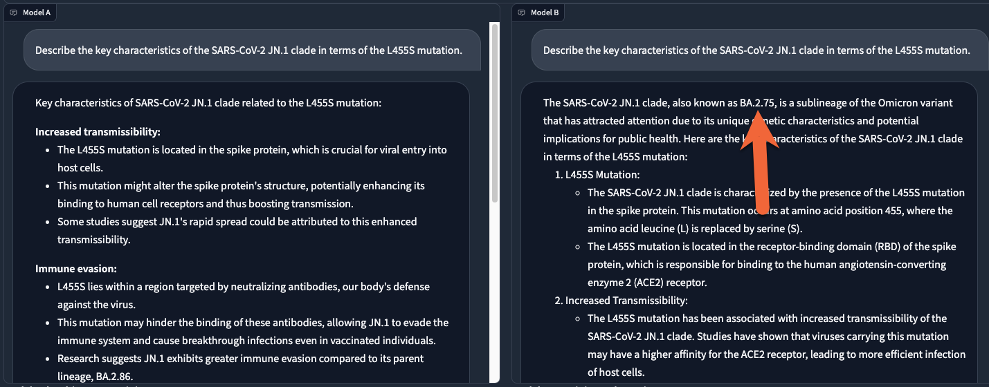 Prompt and response for the JN.1 clade of SARS-CoV-2