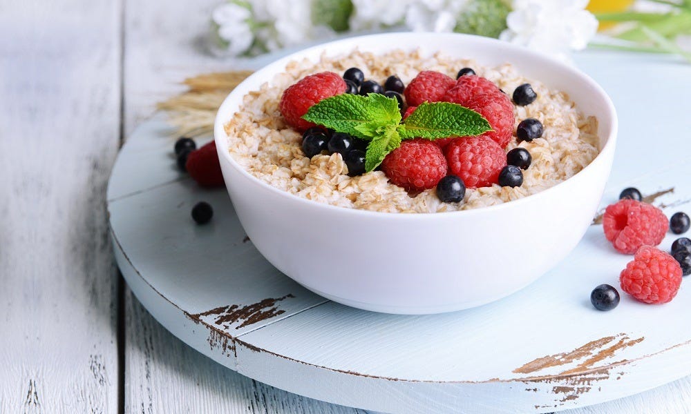 mouth watering steel cut oats with fruit healhty breakfast