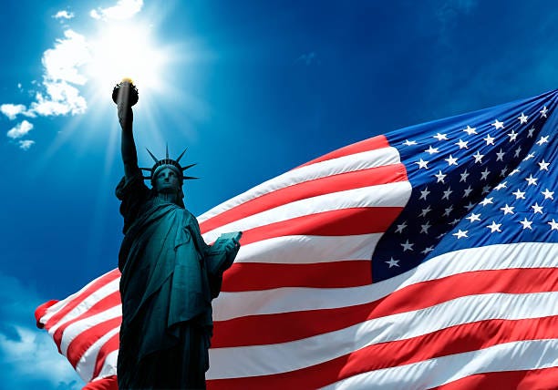 Best Liberty Statue And American Flag Stock Photos, Pictures & Royalty-Free Images - iStock