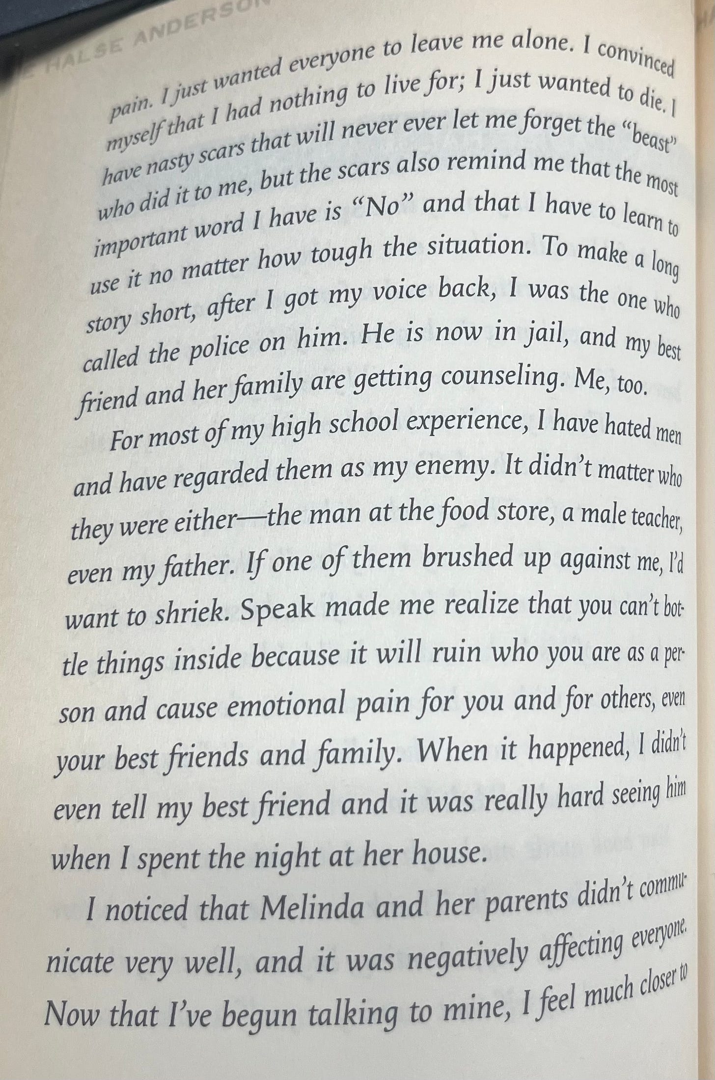 The text of a letter to Laurie Halse Anderson about a teen rape. 