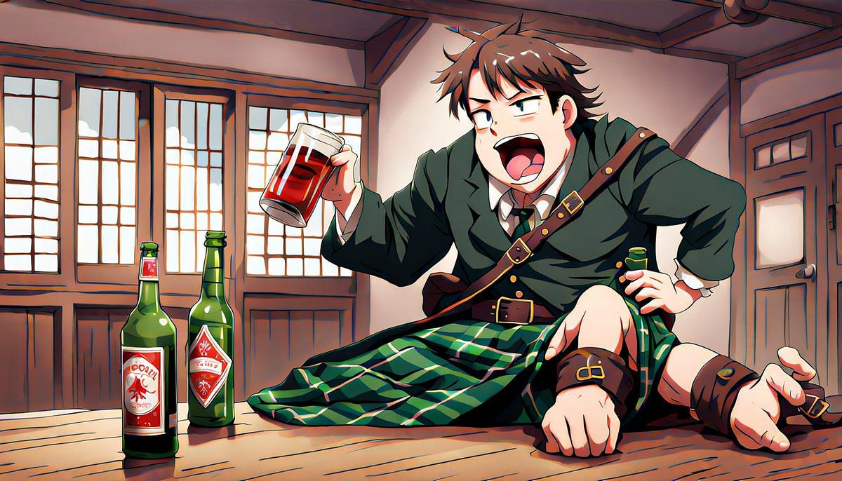 Drunk man in kilt